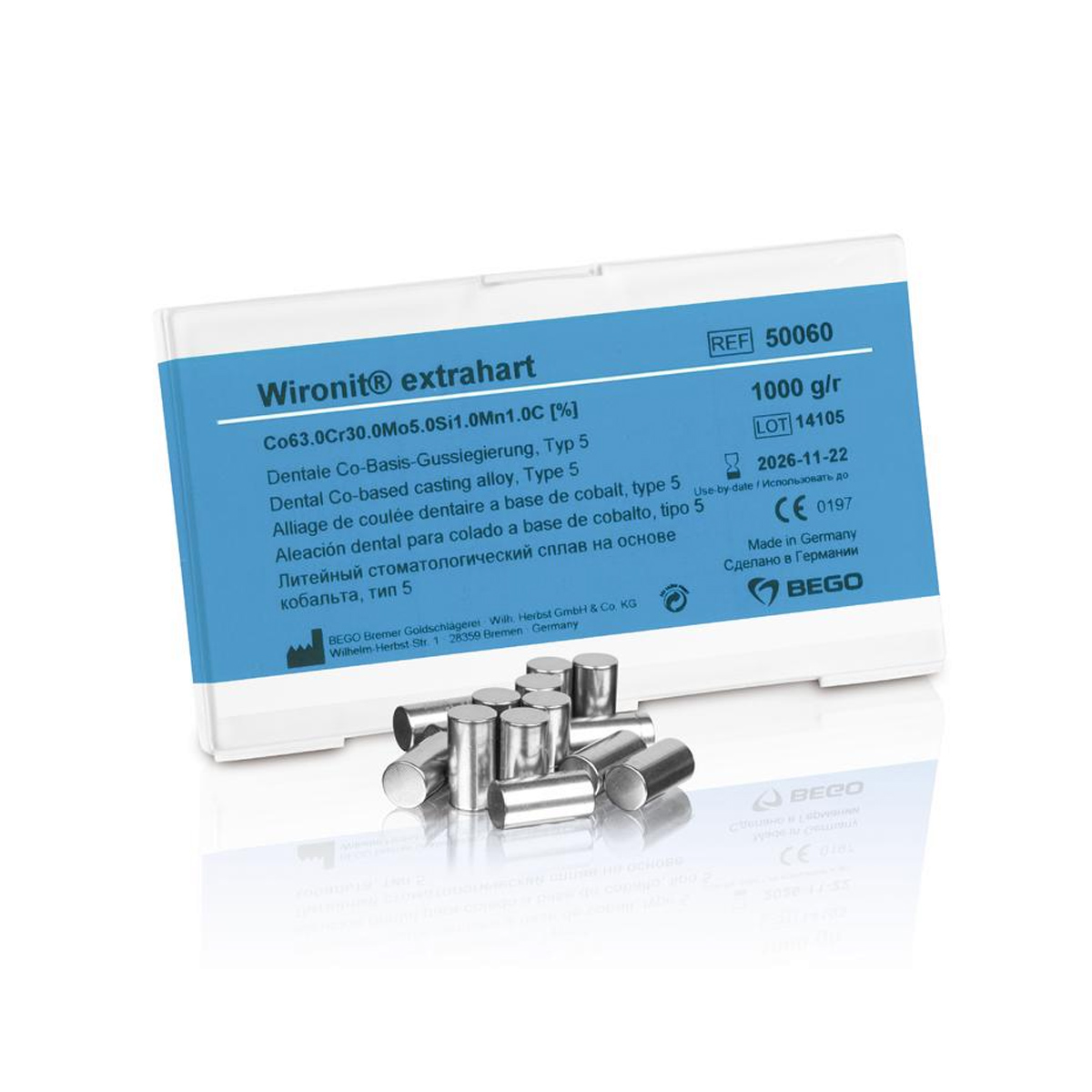 Сплав для бюгелей Wironit extrahart Co-Cr (1000 г) 50060 BEGO