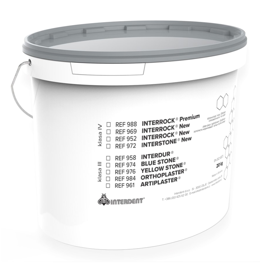 Гипс Artiplaster III класс, для фиксации моделей в артикуляторе, белый, ведро 20кг / Interdent