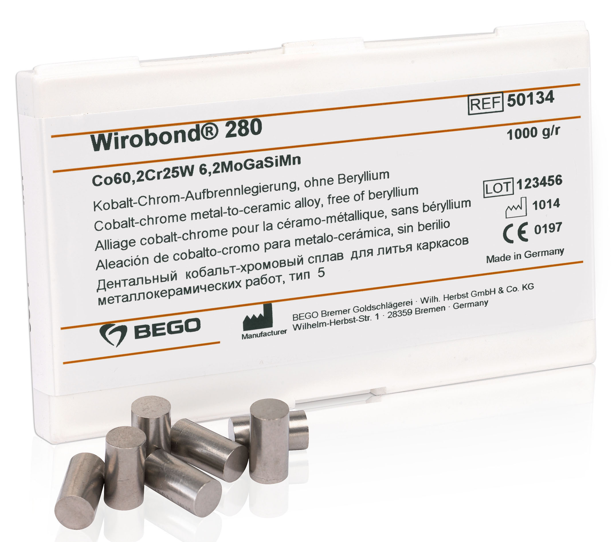 Сплав для металлокерамики Wirobond 280 Co-Cr (1 кг) 50134 BEGO